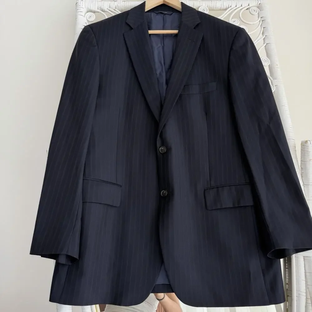 Brooks Brothers Jacket 40R Navy Wool 1818 Madison Chalk Stripe Blazer Italy Made